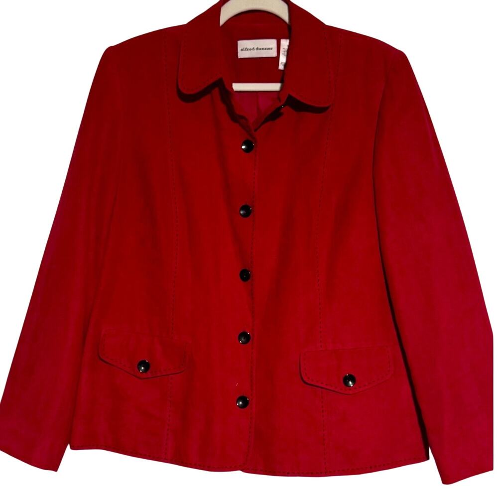 Alfred Dunner Women’s Red Faux Suede Jacket - 12
